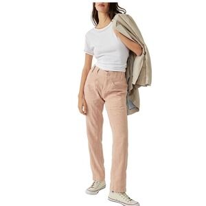 Free People Big Hit Linen Slouch Pant Boho Indie Cargo Preppy Outdoors Career